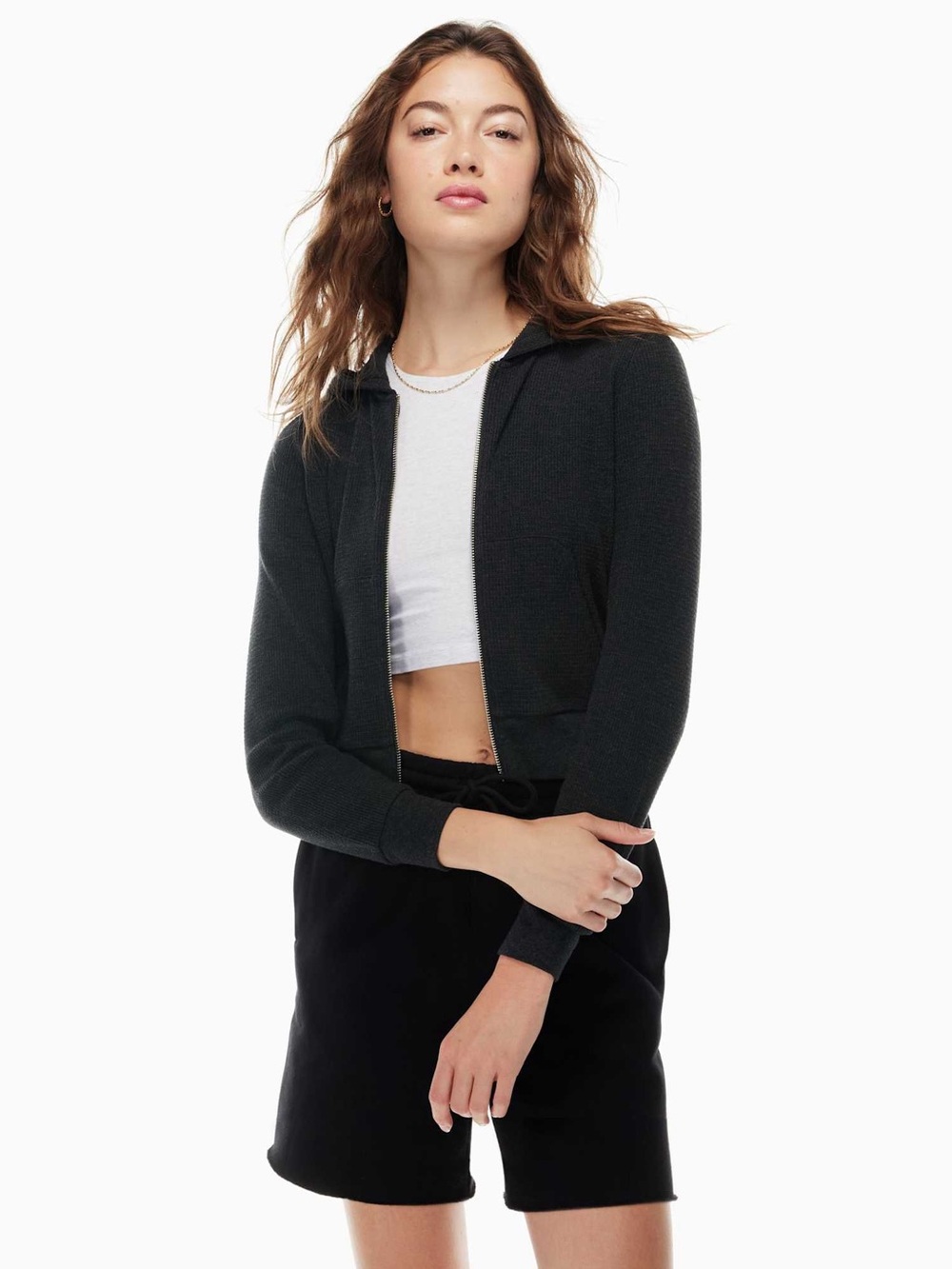Aritzia TNA Waffle Zip Hoodie